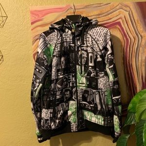 Empire black white and green patterned hoodie M